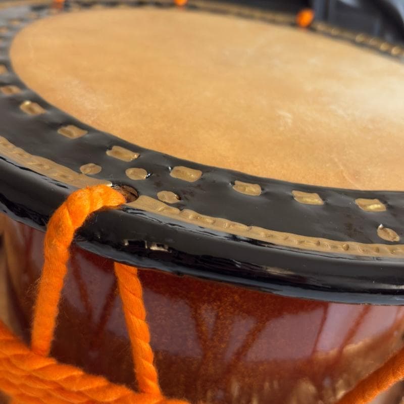 【金箔縁仕上げ・漆塗り】締め太鼓 直径35cm・バチ・和太鼓・締太鼓