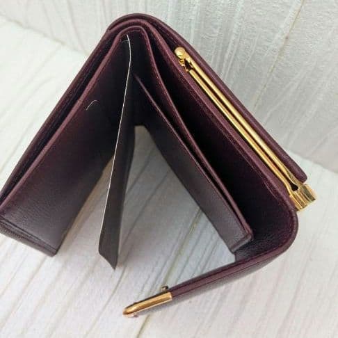 希少】美品 Cartier マストライン 三つ折り財布 がま口 ボルドー 付属品