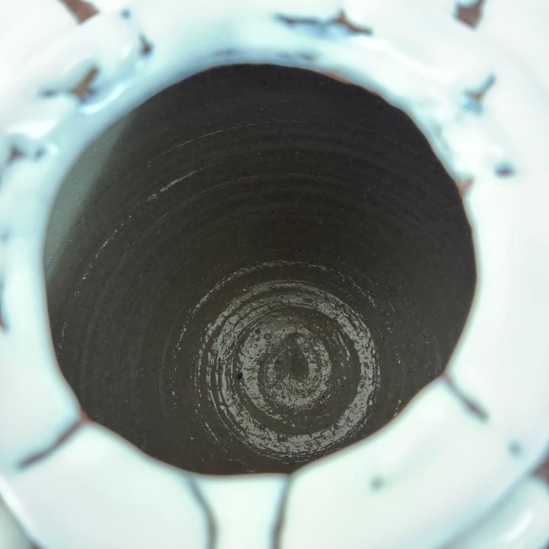 【萩焼】椿秀窯　庄 圭一郎　白燿　花生　花瓶　飾り壺　木箱入