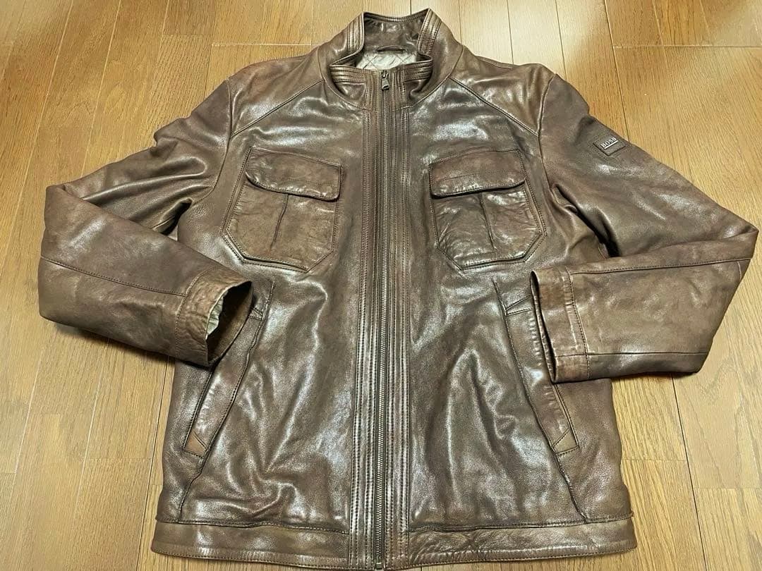 HUGO BOSS★ヒューゴボス★ラムレザーシングルライダースジャケット★50