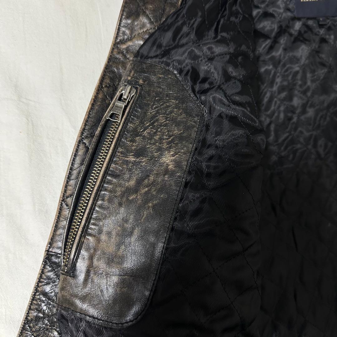 00s BANANA REPUBLIC 加工牛革 シングルライダース 雰囲気抜群