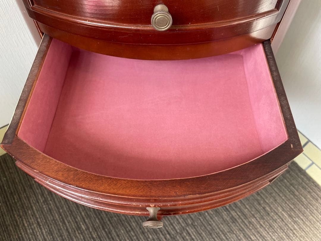 アンティーク ジュエリーチェスト 4段 猫脚 半円