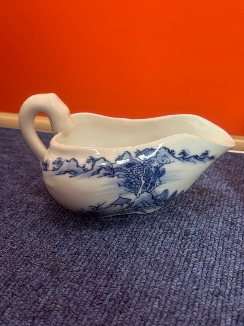 1683 平安白鳳　染付山水　急須1客　湯冷し1客