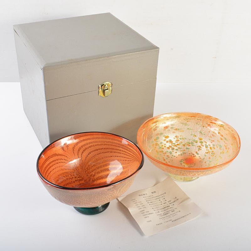 ガラス作家　高松敬子作　鉢　器　2点まとめて　D　R7510