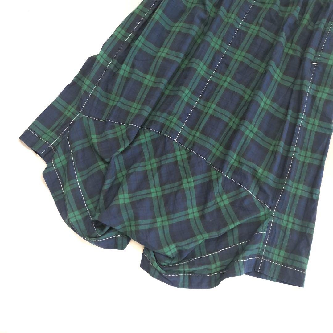 トリココムデギャルソン　チェック　ゴム　パンツ　グリーン　緑