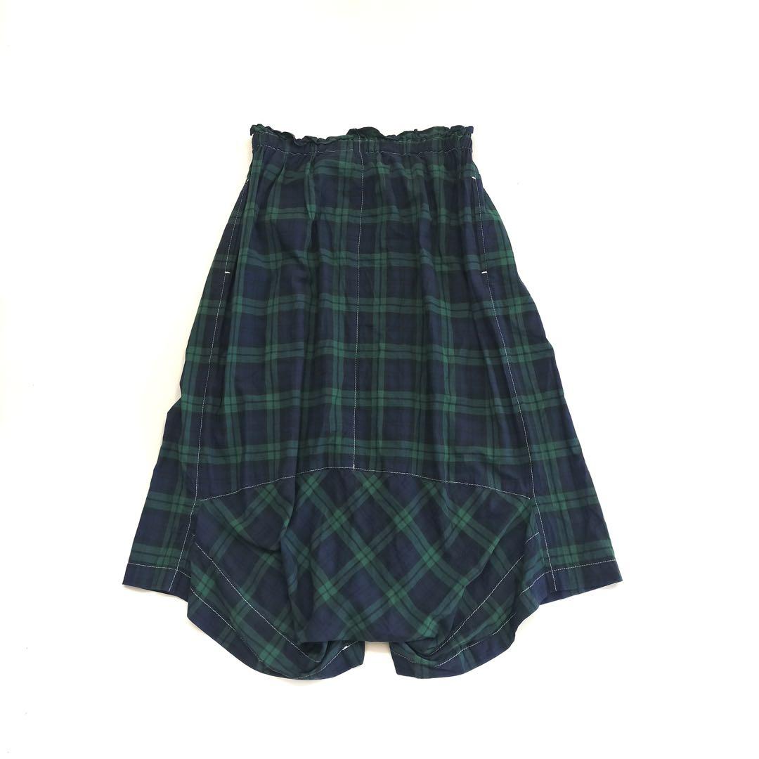 トリココムデギャルソン　チェック　ゴム　パンツ　グリーン　緑