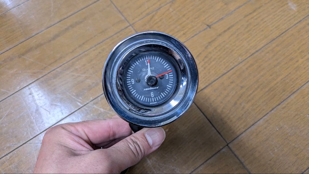 バイク用　1インチパイプクランプ　アナログ時計　ヴィンテージ　ハーレー