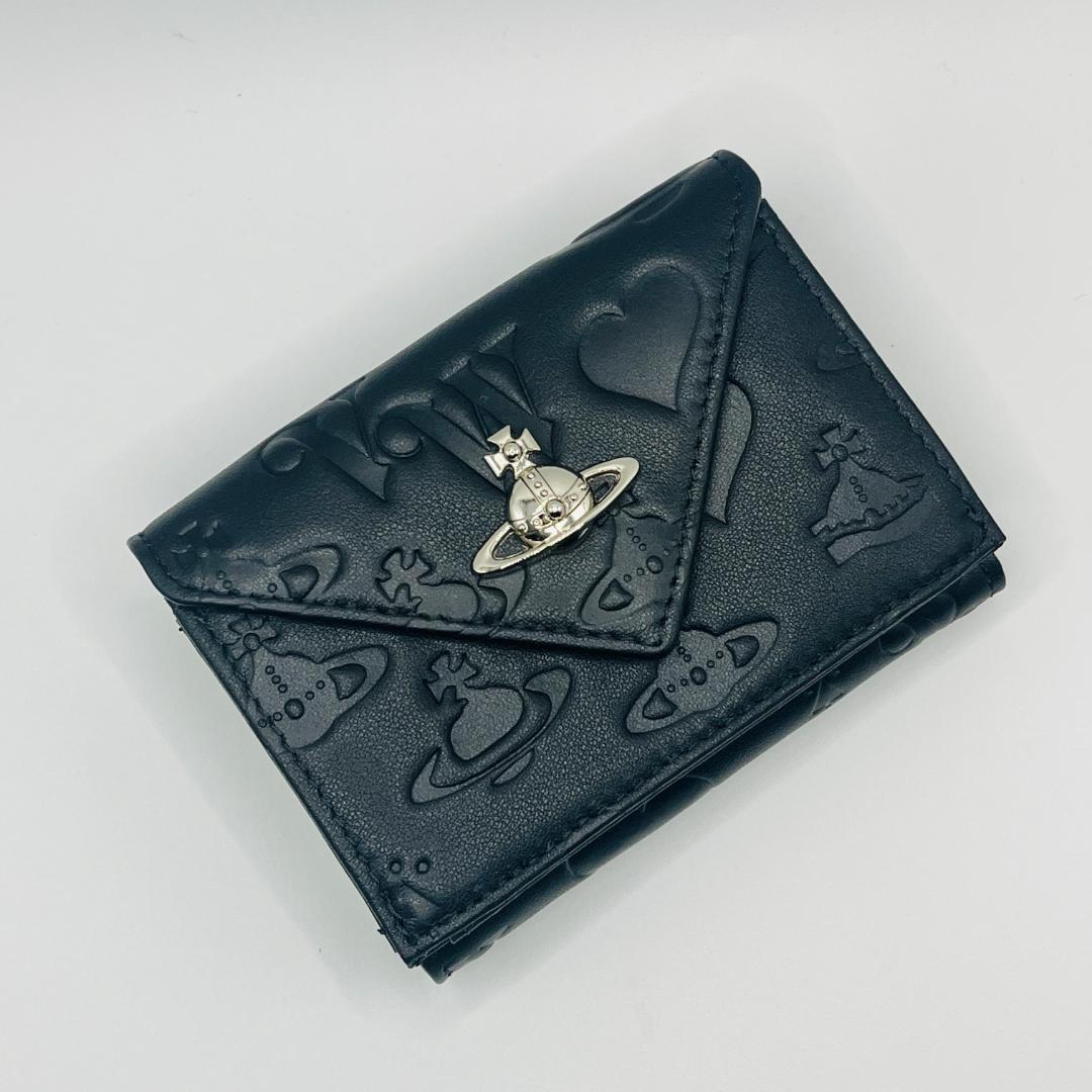 Vivienne Westwood 新品 黒 ミニ財布 レター型 マット 型押し