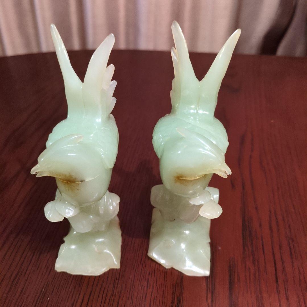 翡翠 鳥の彫刻 2体 オリジナルボックス付き