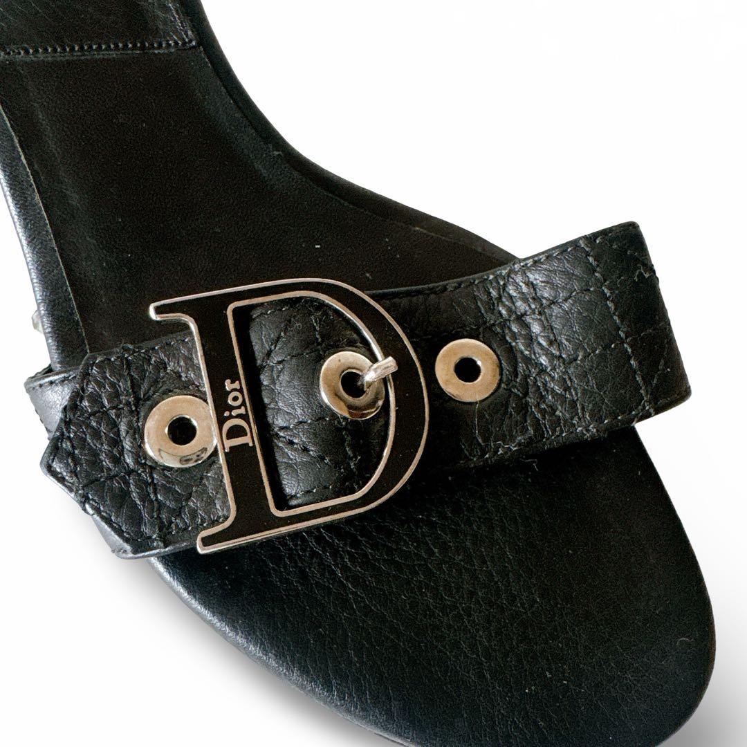 Dior クリスチャン・ディオール ロゴ レザー ミュール サンダル ブラック