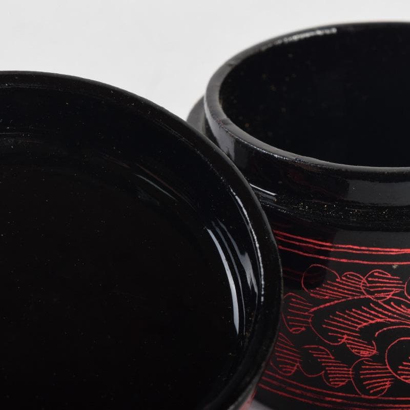 茶道具　蒟醤塗　キンマ　棗　表千家　堀内宗完(兼中斎)極め箱　V　8277