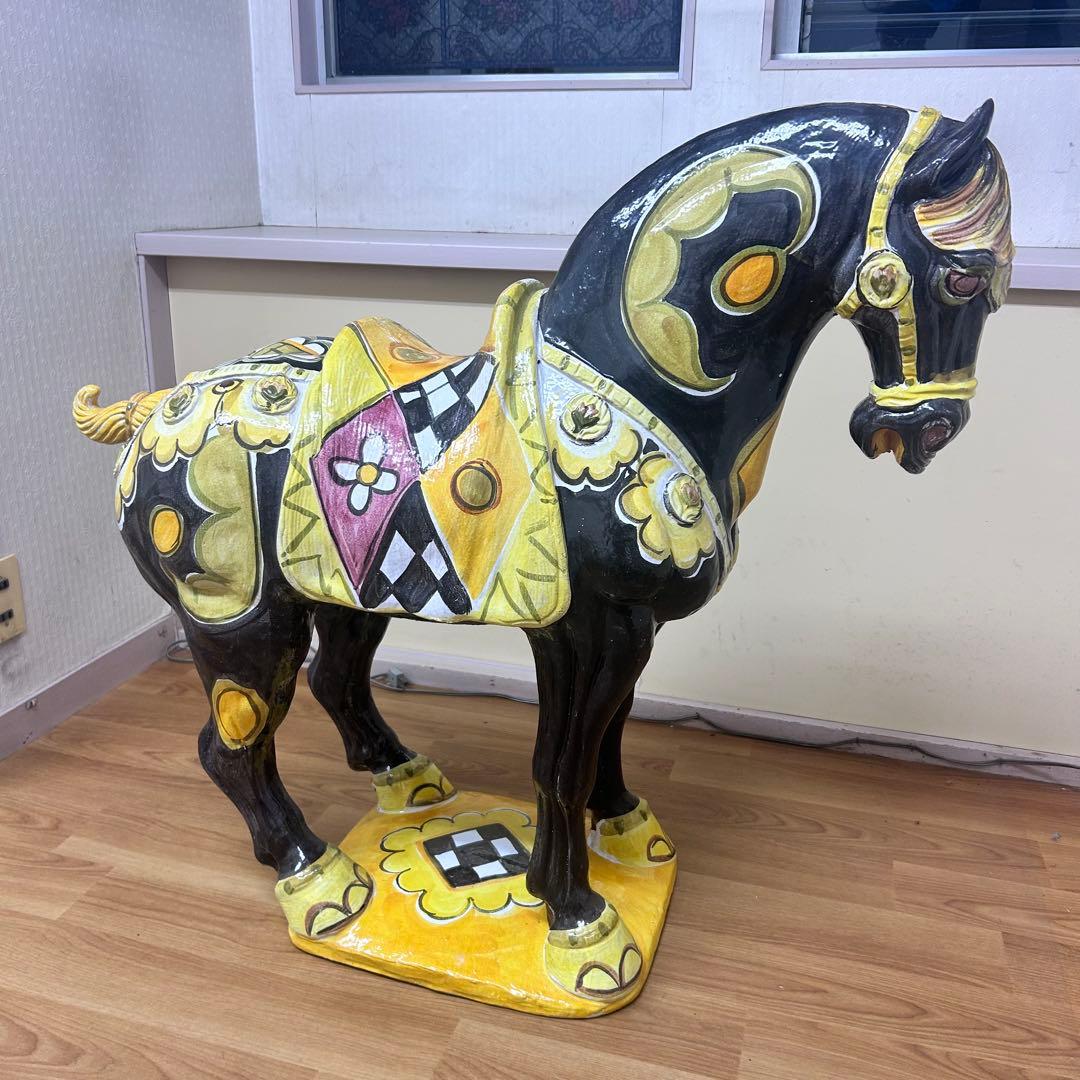 Pamela Ferrari サイン入 大型陶器 馬 彫刻 アート作品　引取限定