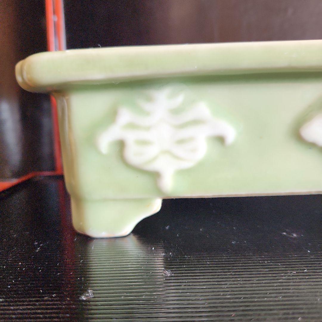 古い青磁水盤花器盆栽