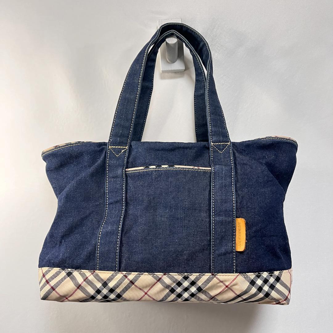 ちょろ覚専用【美品】バーバリー デニム×ノバチェック トートバッグ Burbe