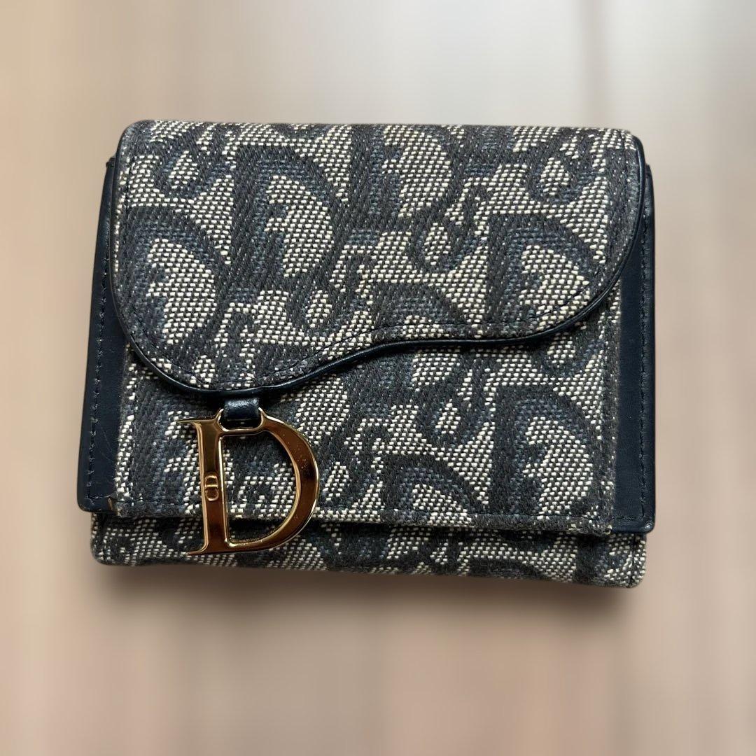 Dior モノグラム 三つ折り財布 ネイビー