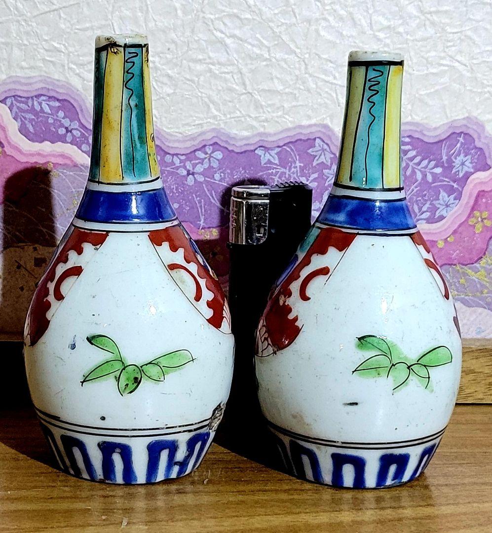時代物　伊万里焼　色絵、御神酒徳利一対　骨董品、美術品