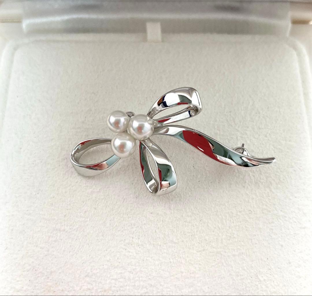 【新品未使用品】ミキモト パール ブローチ ベビーパール ブローチ リボン