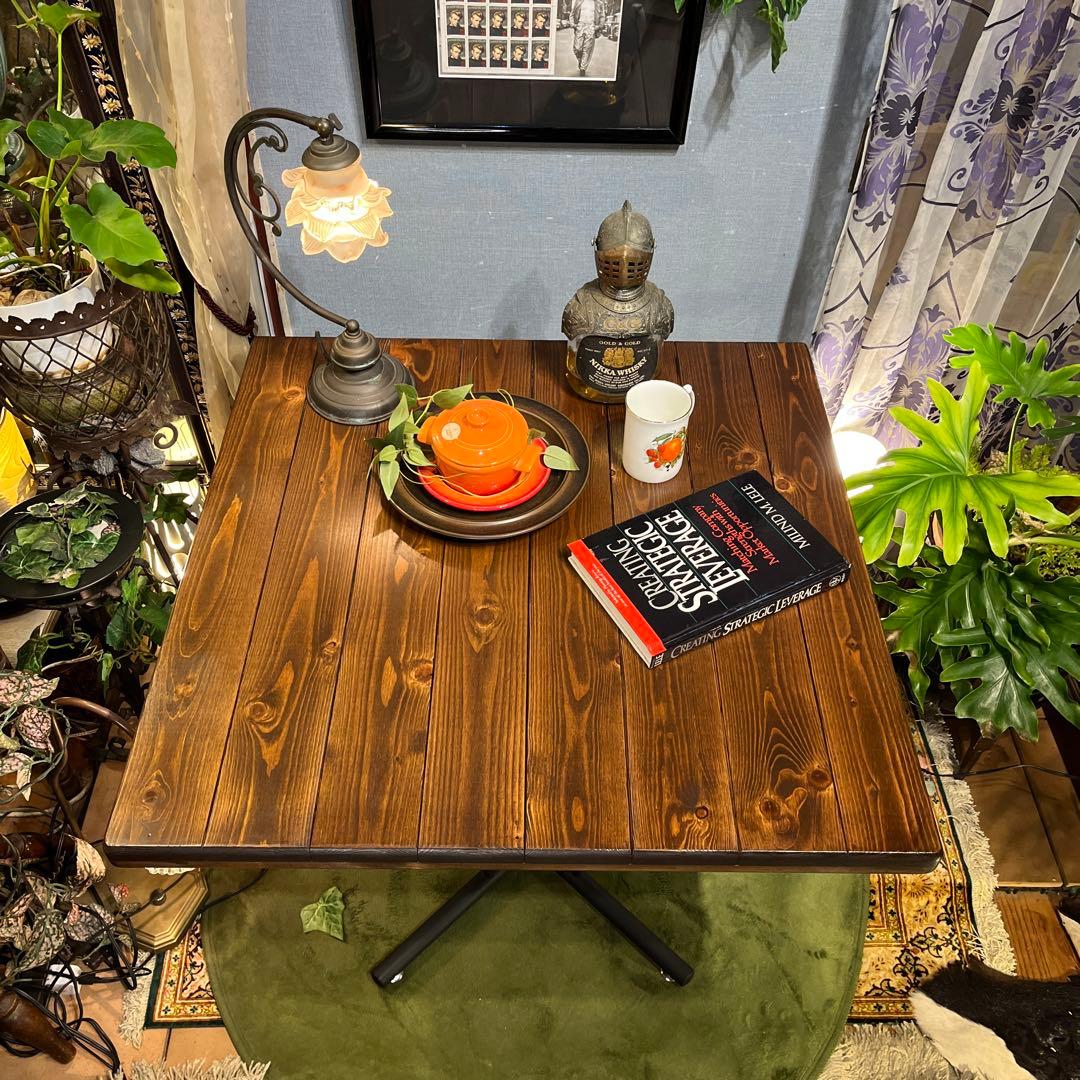 インダストリアル系　ヴィンテージ　オールドパイン　コンパクトダイニングテーブル