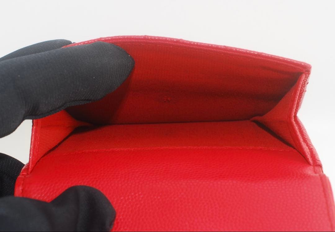 シャネル＊CHANEL＊キャビアスキン＊マトラッセ＊三つ折り財布＊レッド