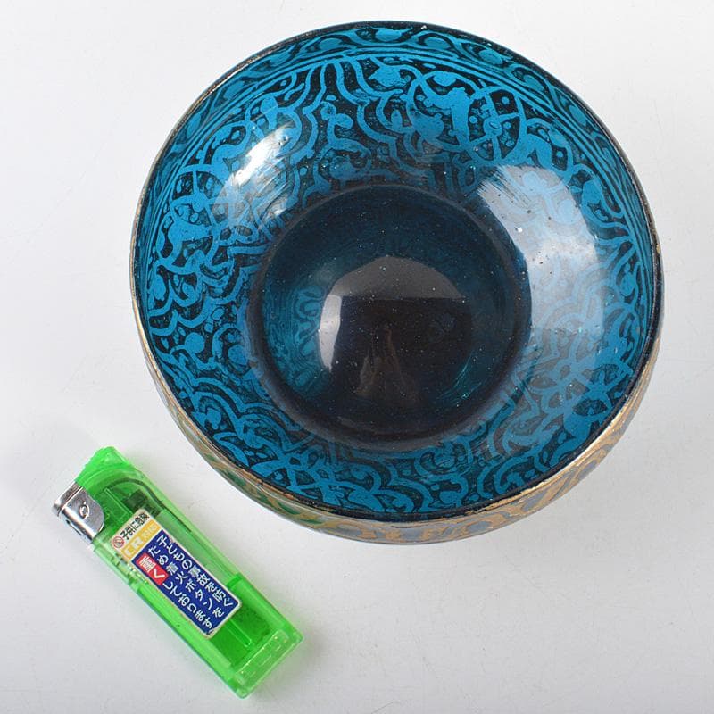 アンティーク　ガラス工芸　金彩　フィンガーボウル　V　R7253