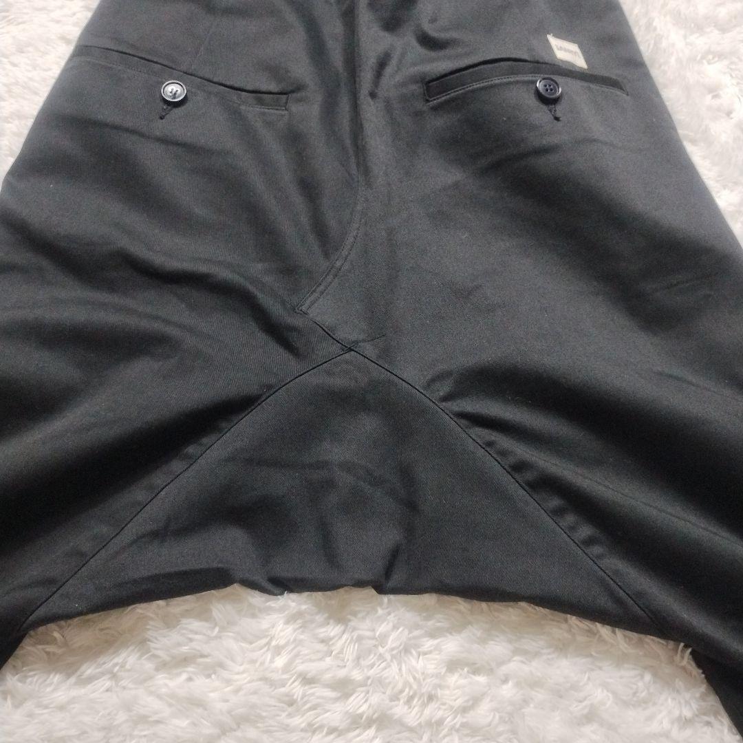 【極美品】ガンリュウ　サルエルパンツ　クロップド　ストレッチ　裾スリット　黒　M