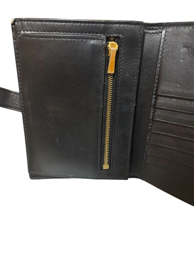 [美品]CELINE 二つ折り財布 ミディアム ストラップ ウォレット ブラック