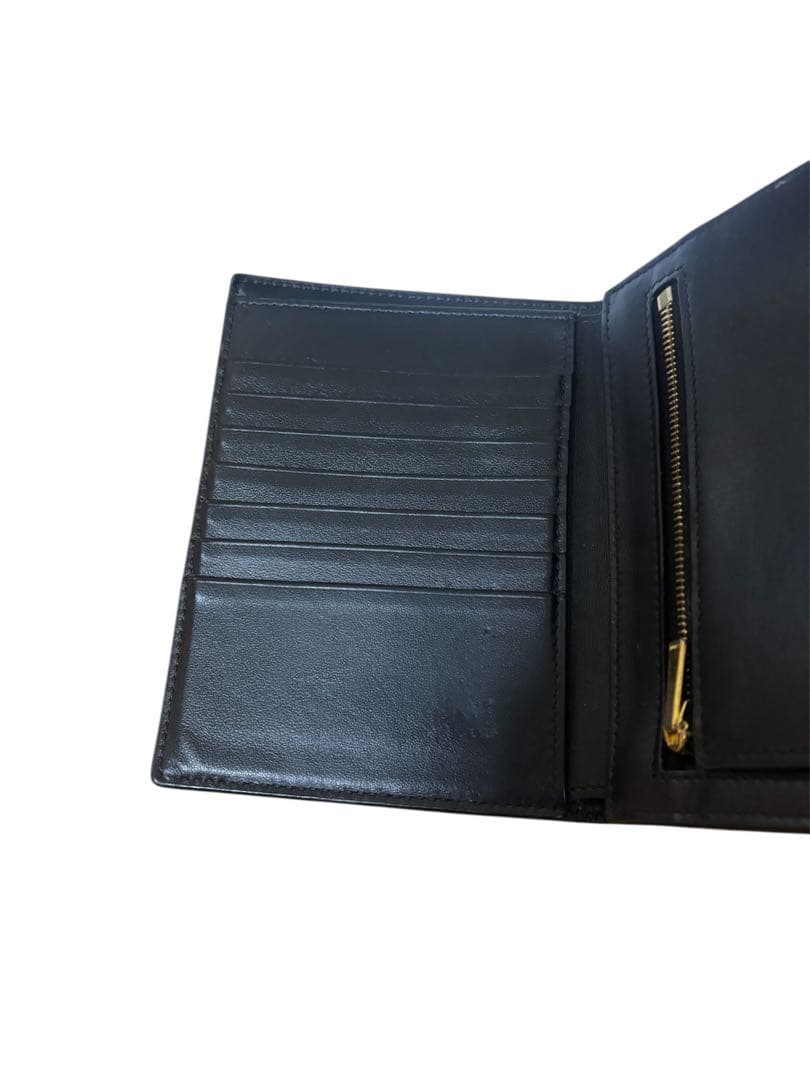 [美品]CELINE 二つ折り財布 ミディアム ストラップ ウォレット ブラック