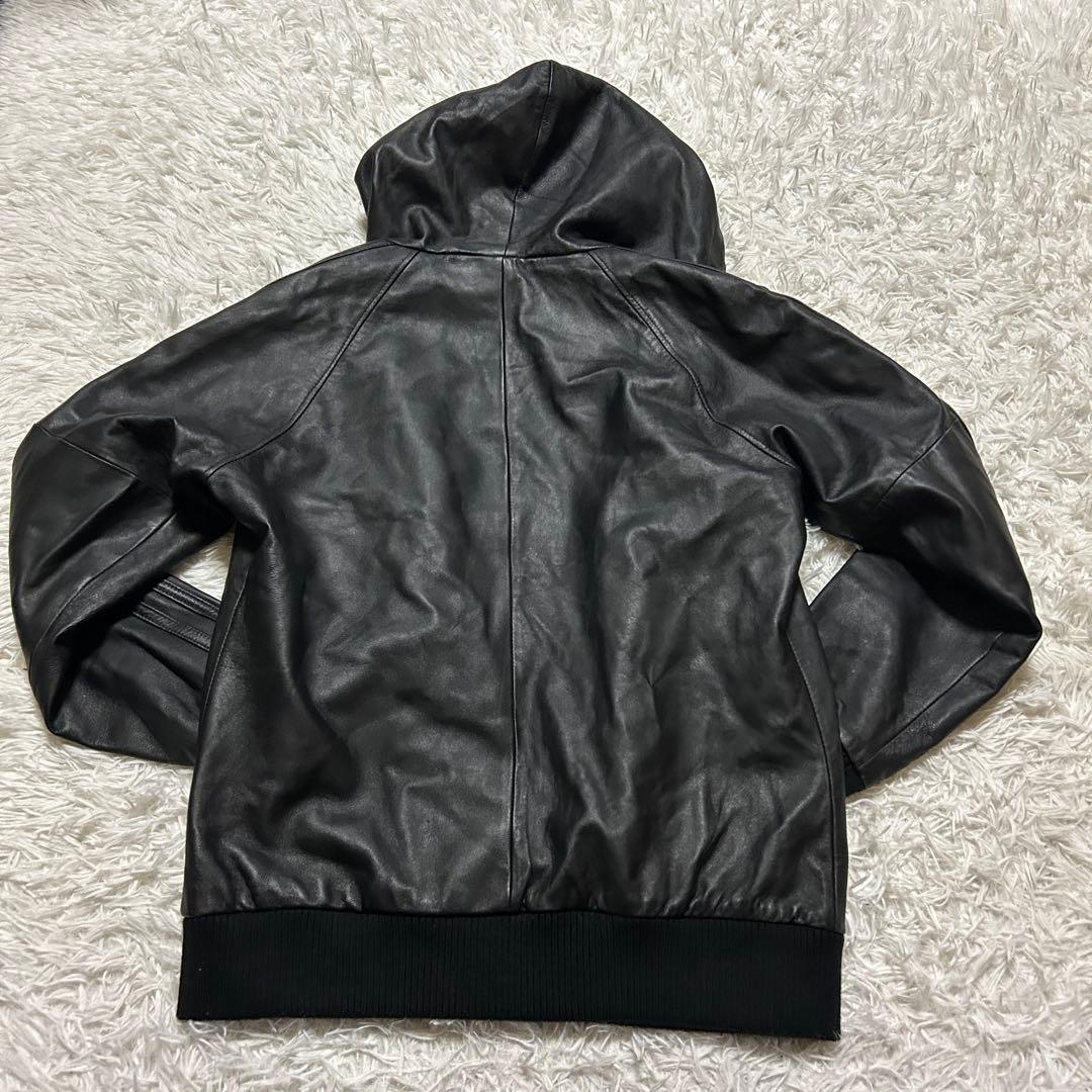 【美品】Schott ショット ラム レザージャケット トラックフーディー 黒