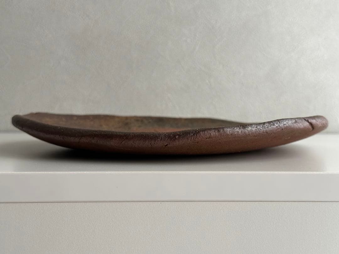 堀江祥山 備前 牡丹餅 皿 修繕あり 共箱