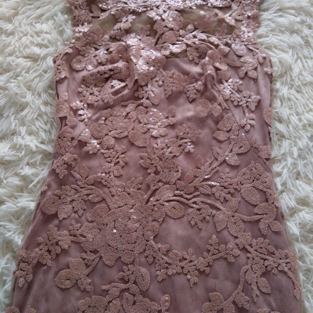 タダシショージ　ピンク　ワンピース　フラワー　スパンコール刺繍