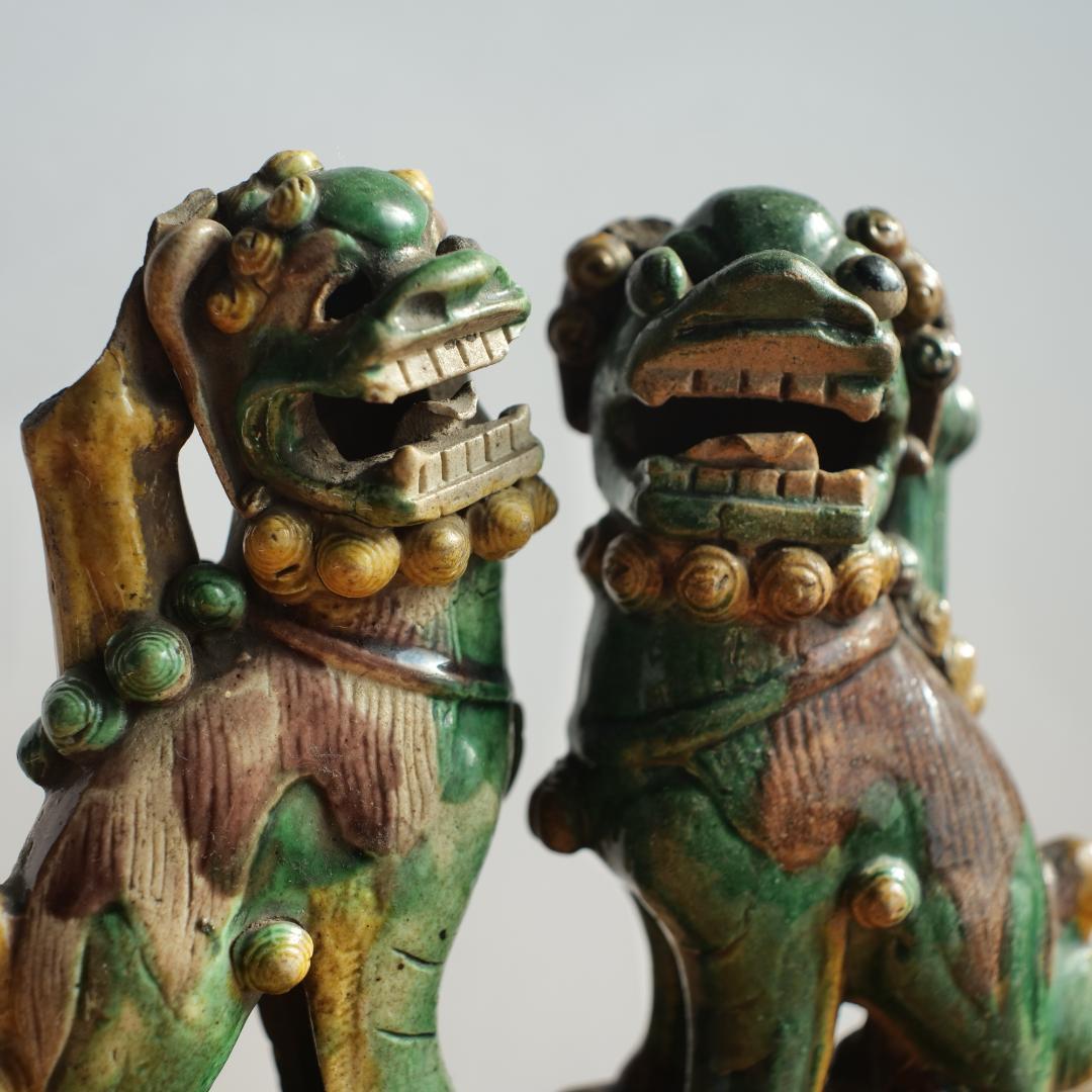 【民藝】唐三彩 獅子 置物 中国