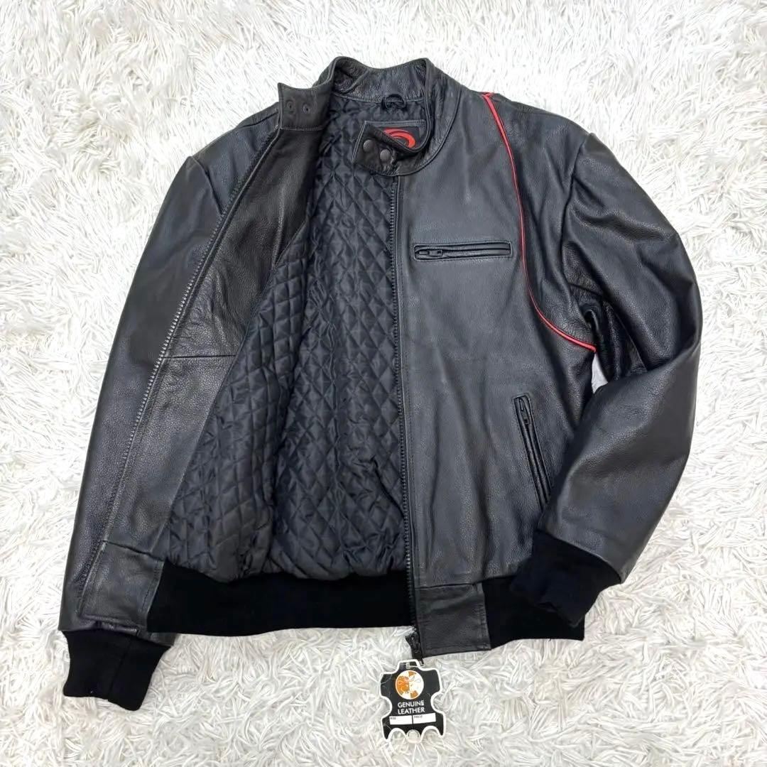 新品タグ付き Axel 牛革 キルティング シングルライダース ブルゾン L