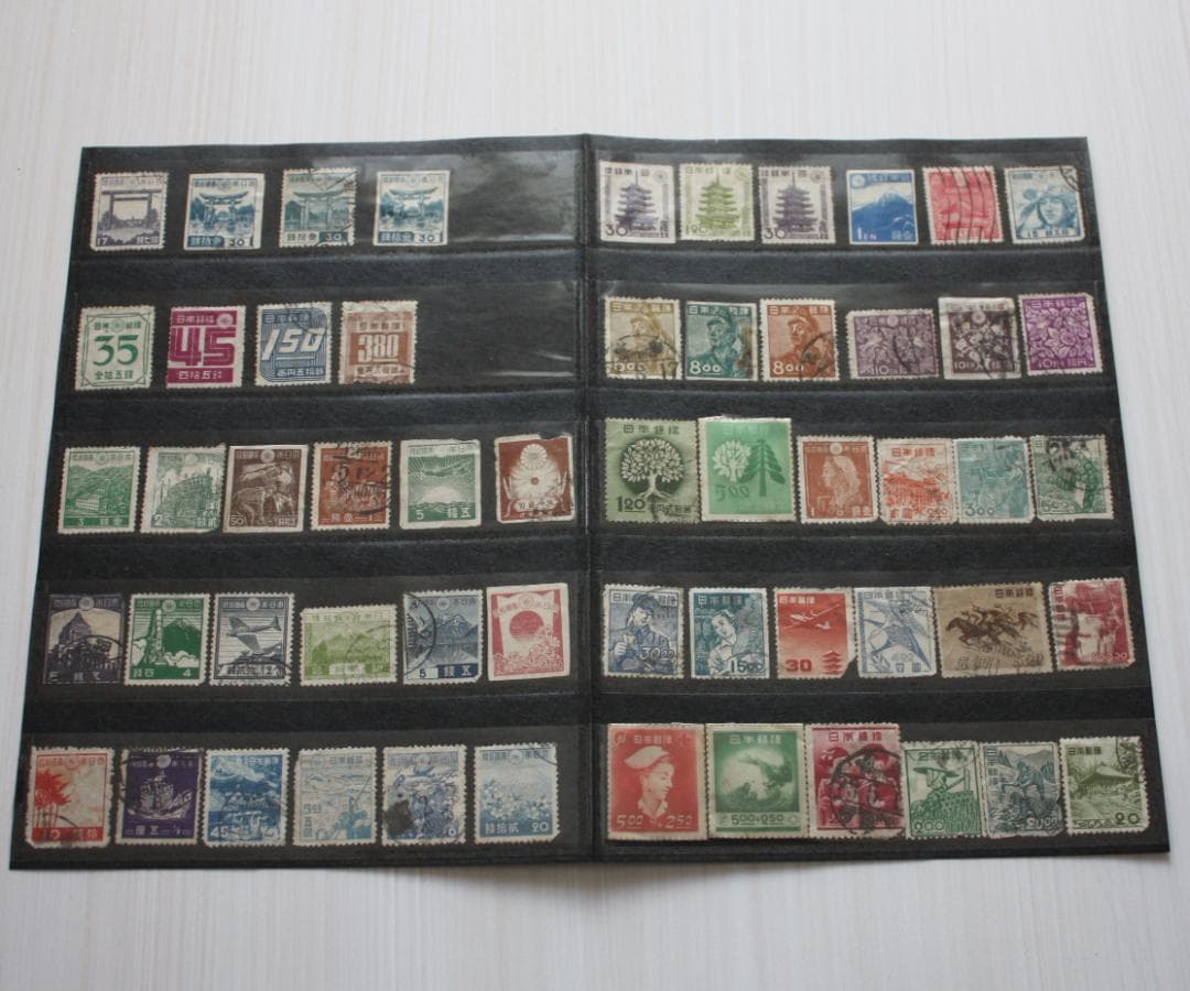 切手・ストックブック・青・1冊・厘単位切手・銭単位切手等・294枚