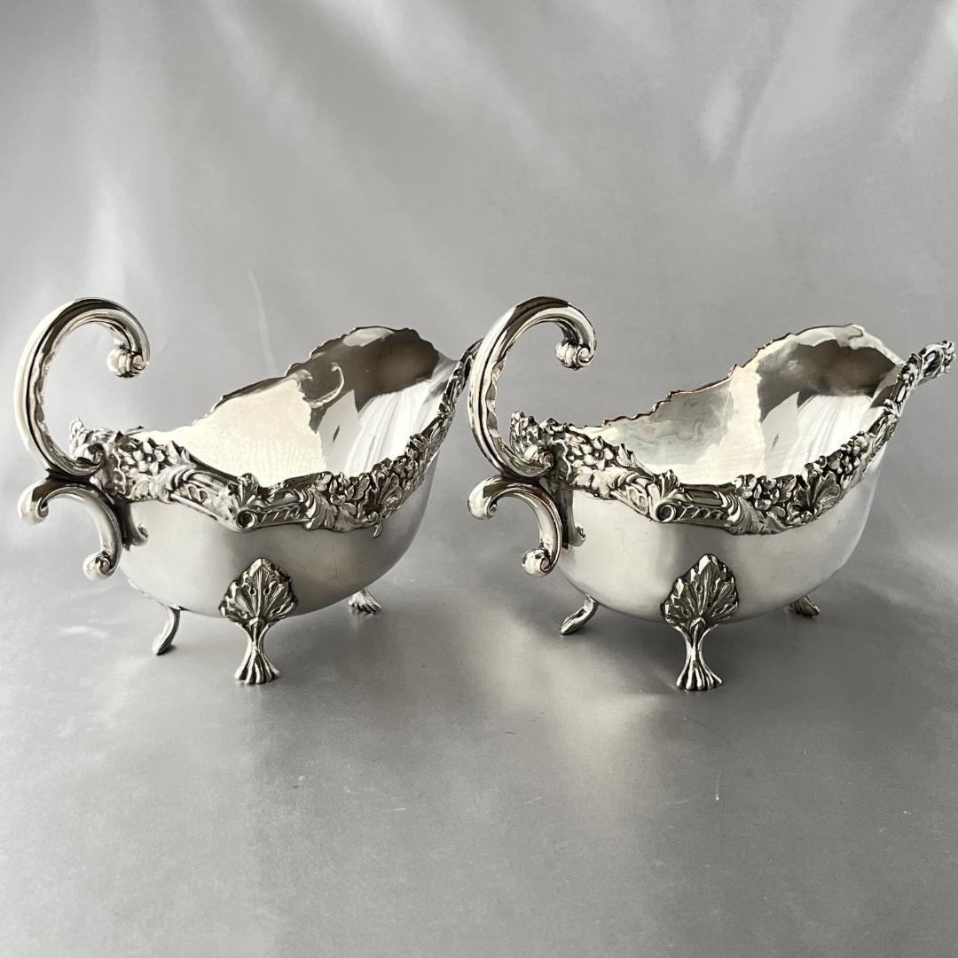 【英国】 ソースボート グレービーボート ペア【シルバープレート】