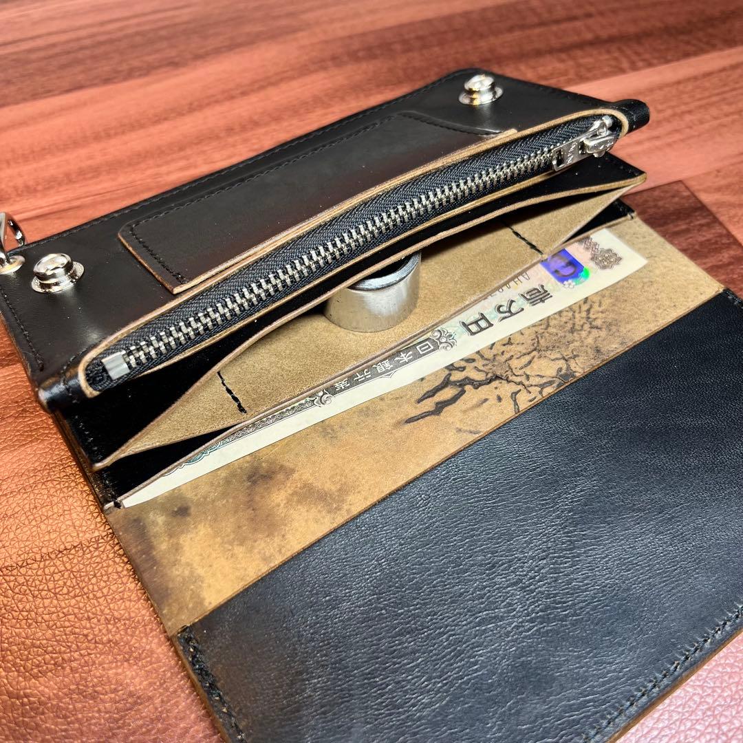 【トラッカーウォレット ロング】 3層 ホースバット シルバー　TALON