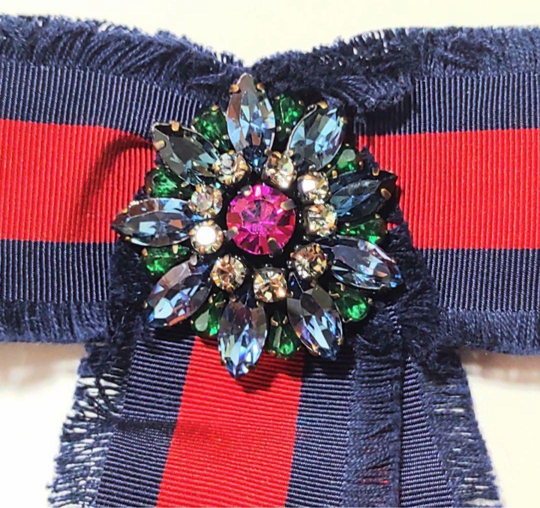 GUCCI　グッチ　リボン　ブローチ　コサージュ シェリーライン　ビジュー