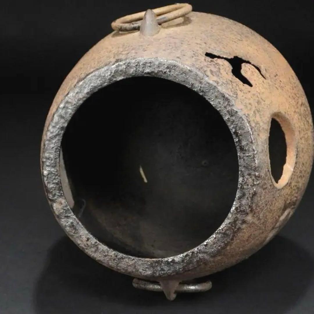 【ウラン】時代 古鉄 風炉 桧垣風炉 窶風炉 漢詩茶飯釜 替蓋付 煎茶道具