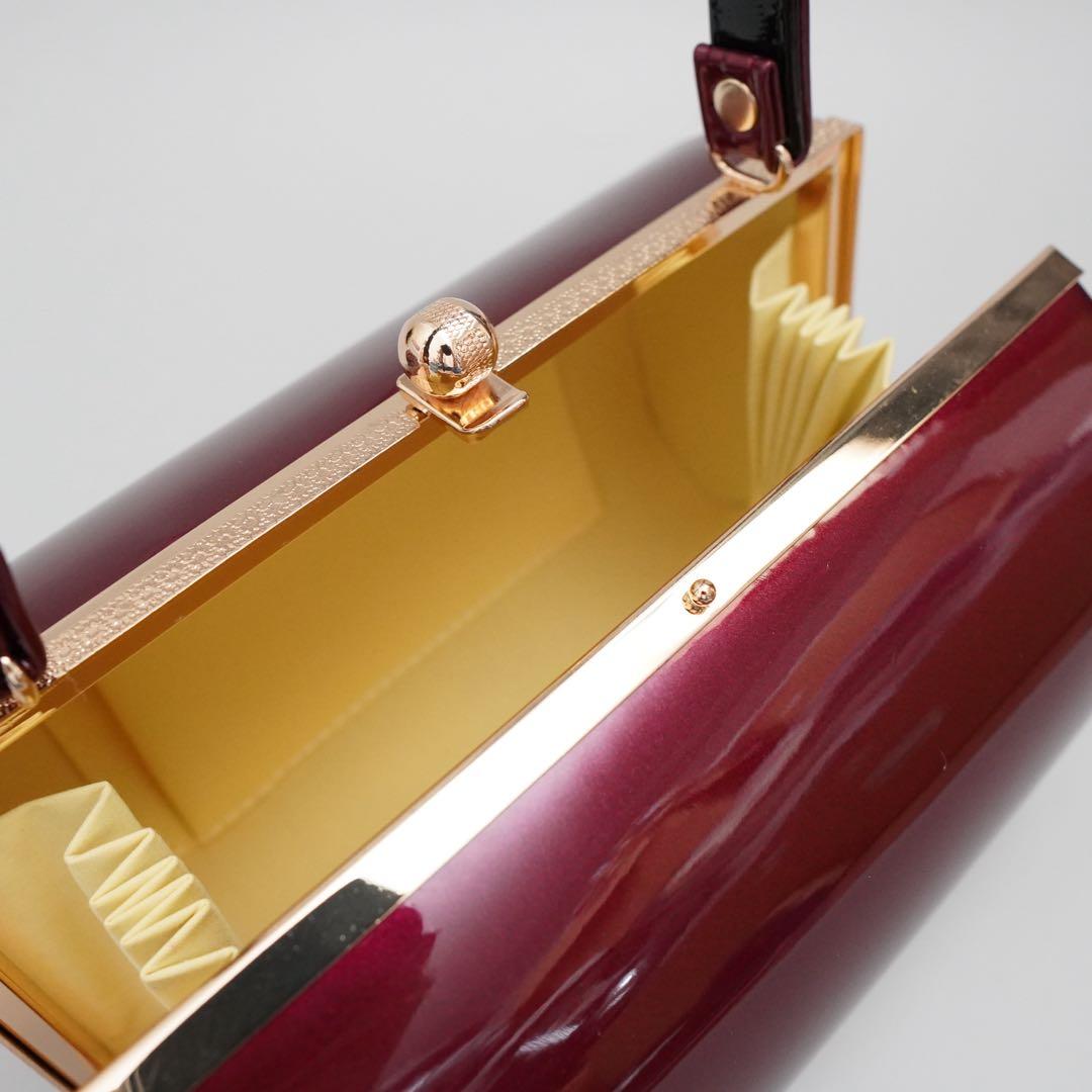 【訳あり】[ワイン×黒]エナメル草履バッグセット　フリーサイズ　成人式　卒業式