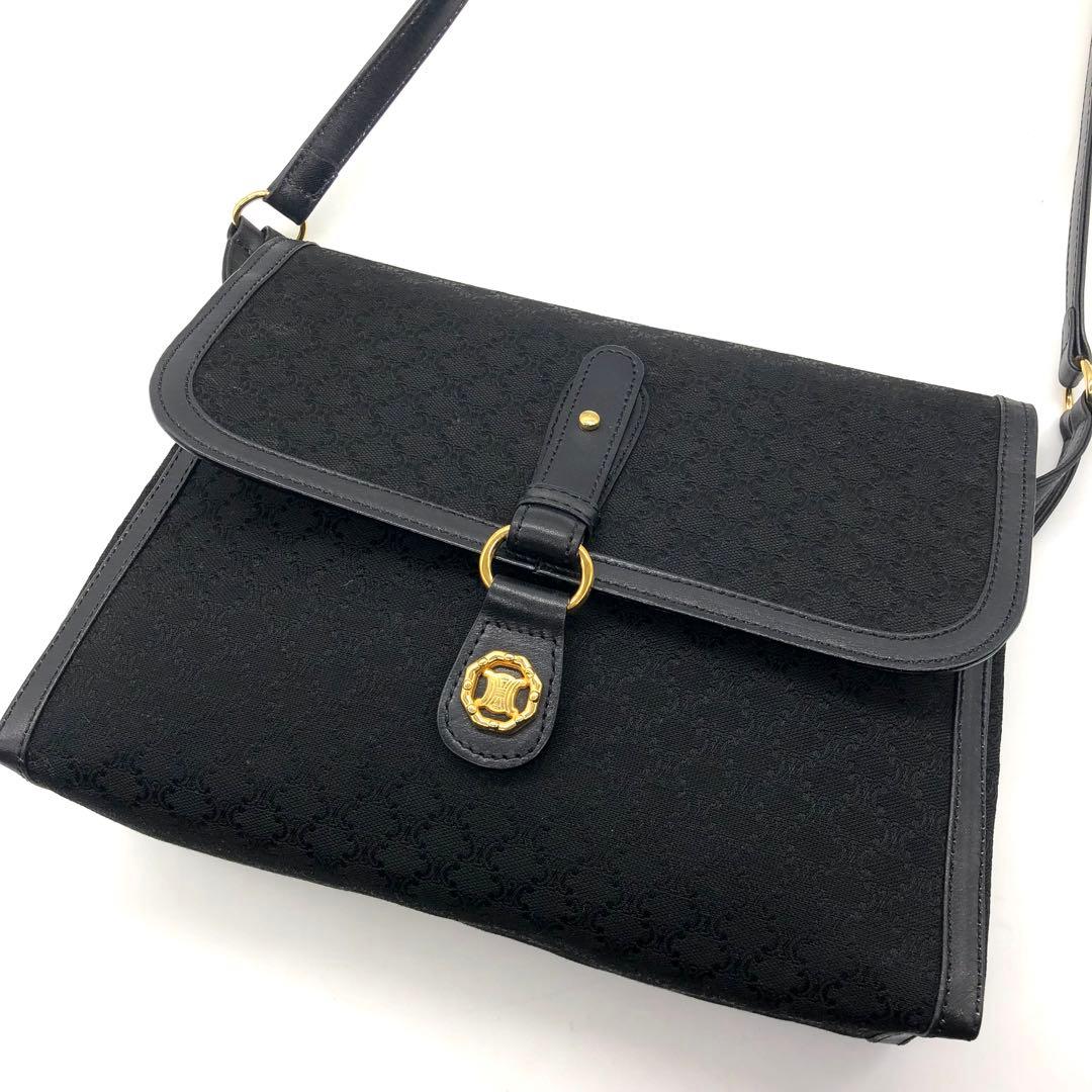 【希少/美品】CELINE ショルダーバッグ トリオンフ ジャガード ブラック