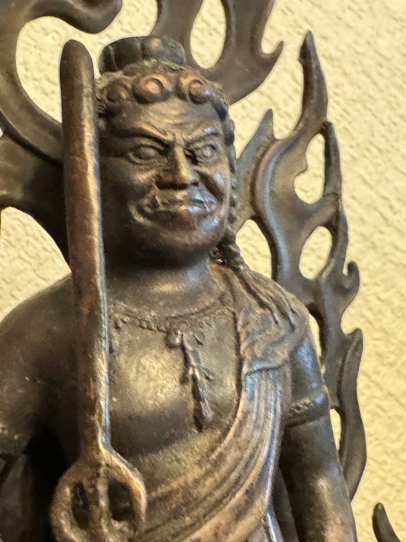 不動明王立像 金属製 高さ約28㎝ アンティーク 仏像 骨董品