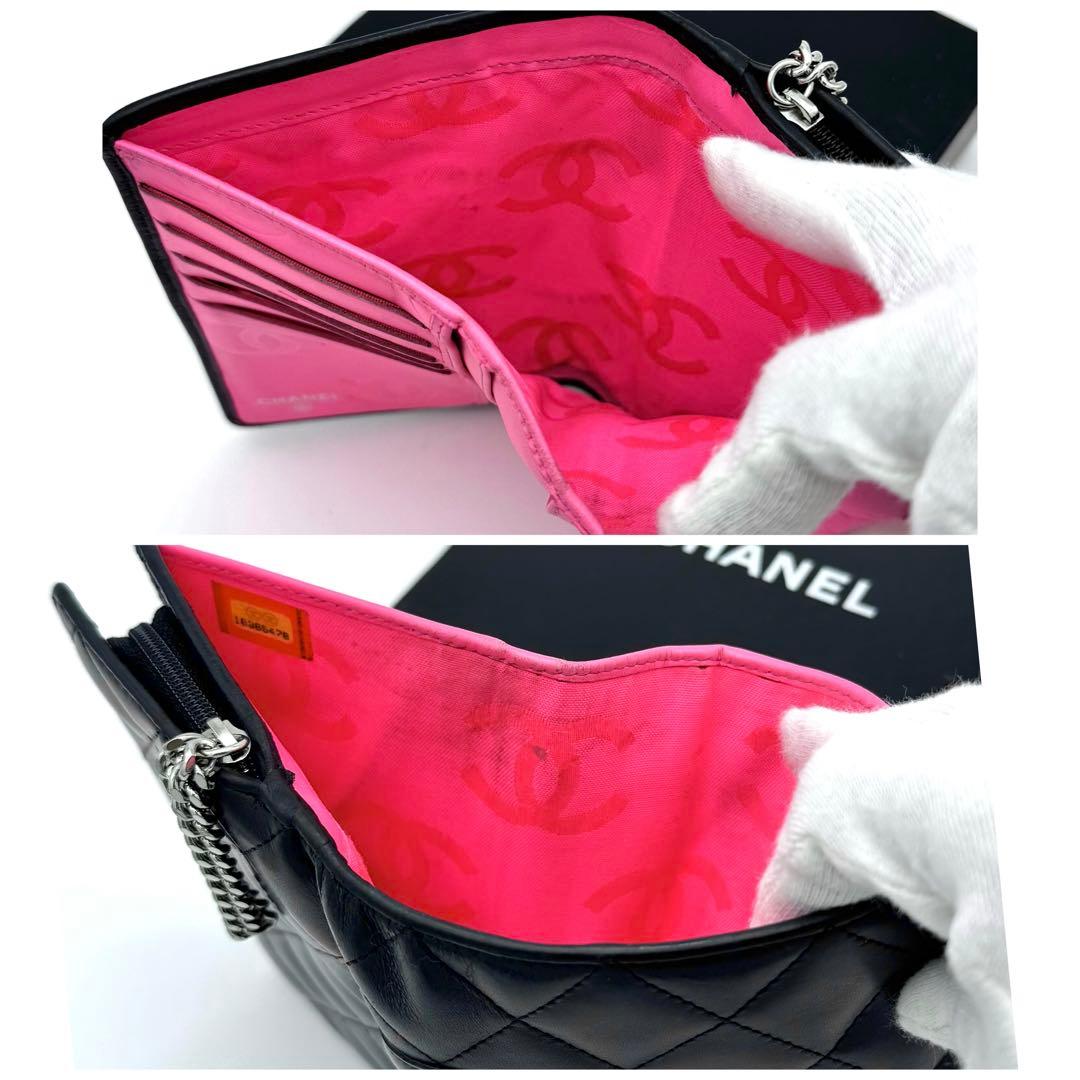 シャネル ラムスキン カンボンライン 折り財布