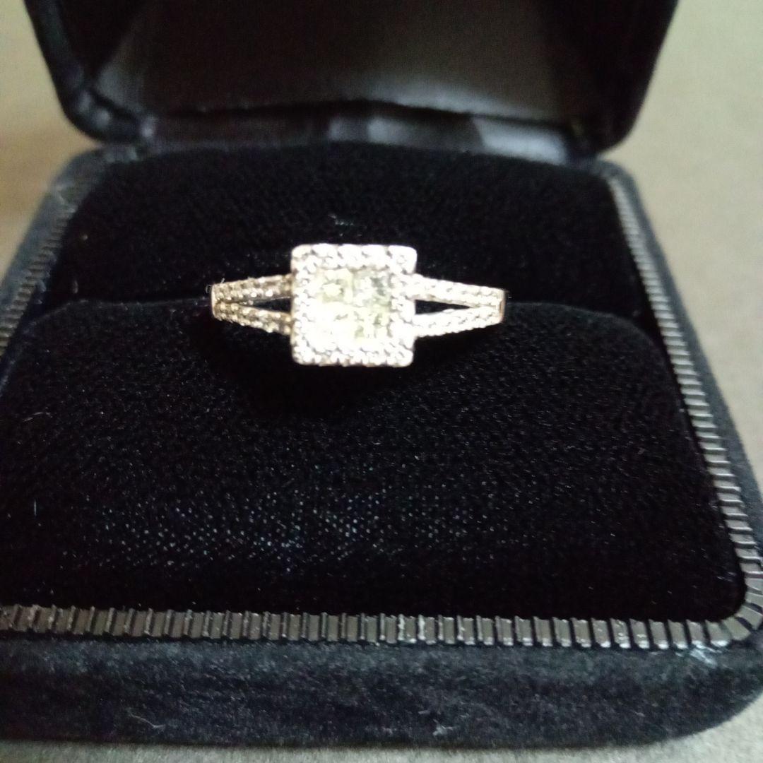 スクエア型ダイヤモンドPT900リング17号