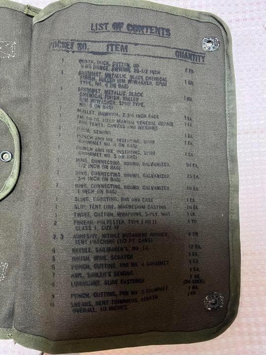 米軍 実物 テントリペアキットバッグ キャンバス