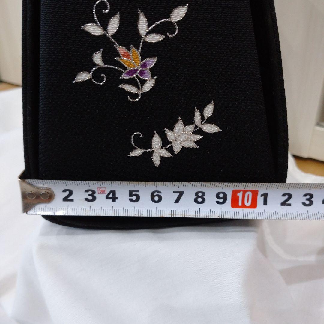 OKAJIMA 岡重 ハンドバッグ 鞄 手提げ 刺繍 黒 和装