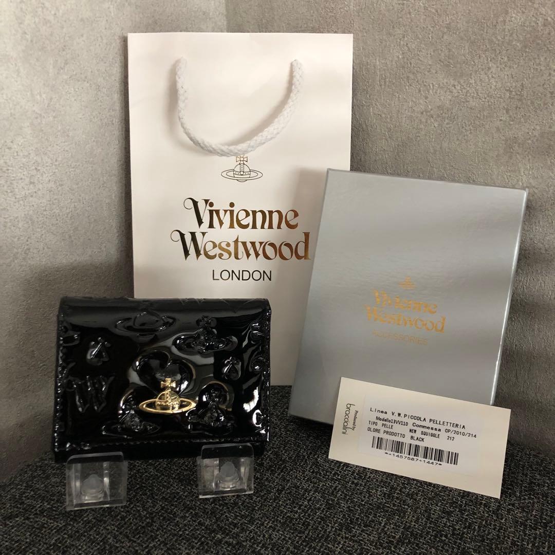 Vivienne Westwood ブラック三つ折り財布 エナメル