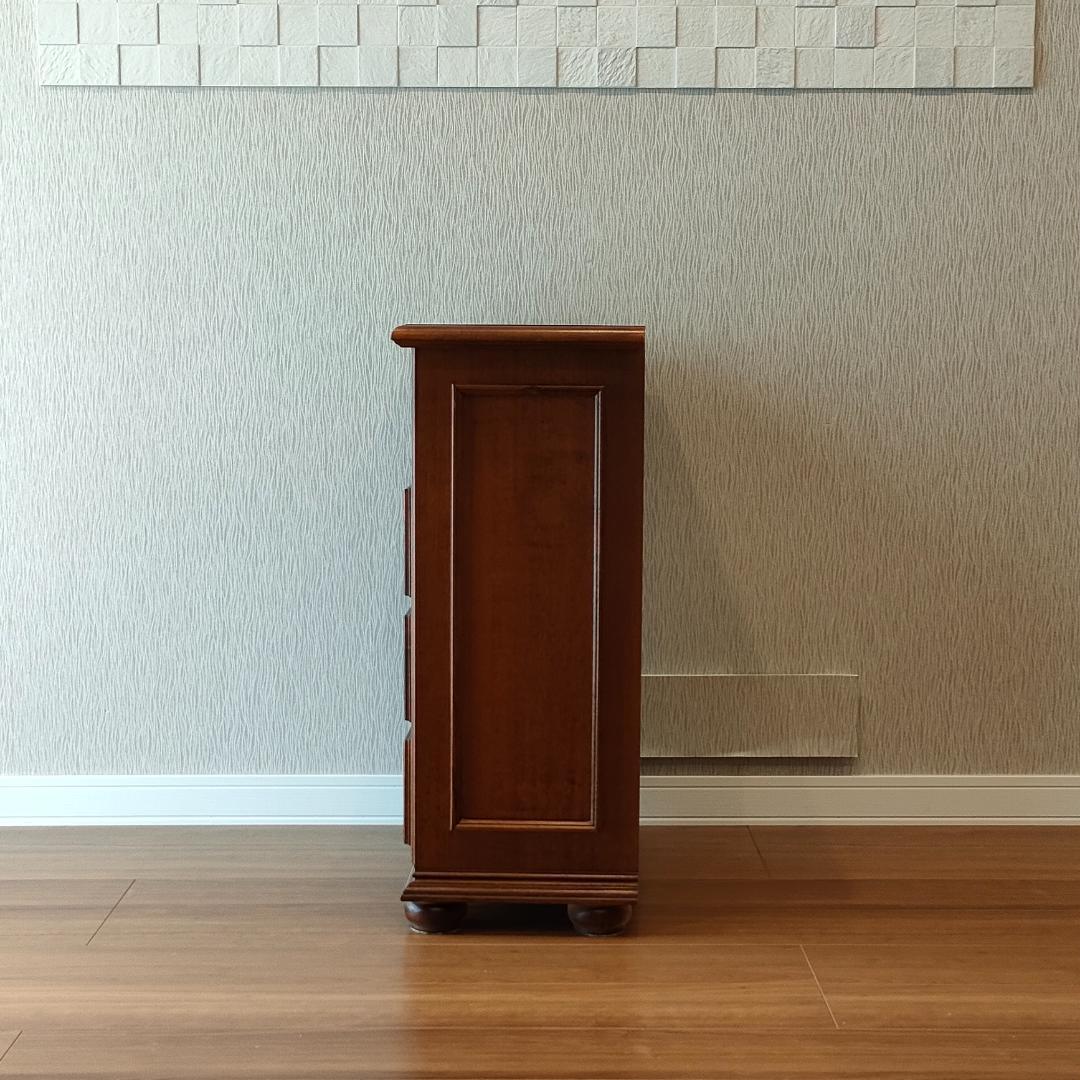 象嵌　アンティーク　キャビネット　丸脚　木製　引き出し3杯