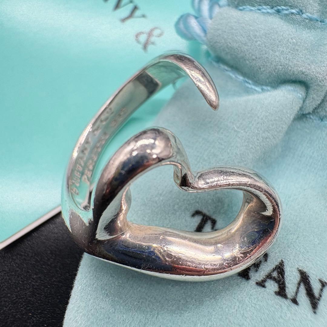 【美品】ティファニー オープン ハート リング 約11号 シルバー925 828