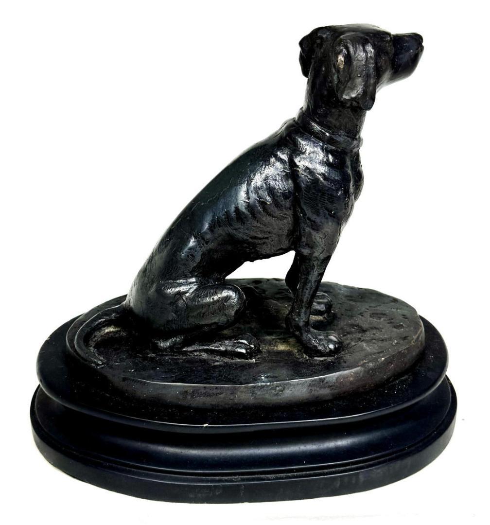 古銅 狩猟犬 ブロンズ像 銅像 座り像 約2780g 入手困難 WWST022