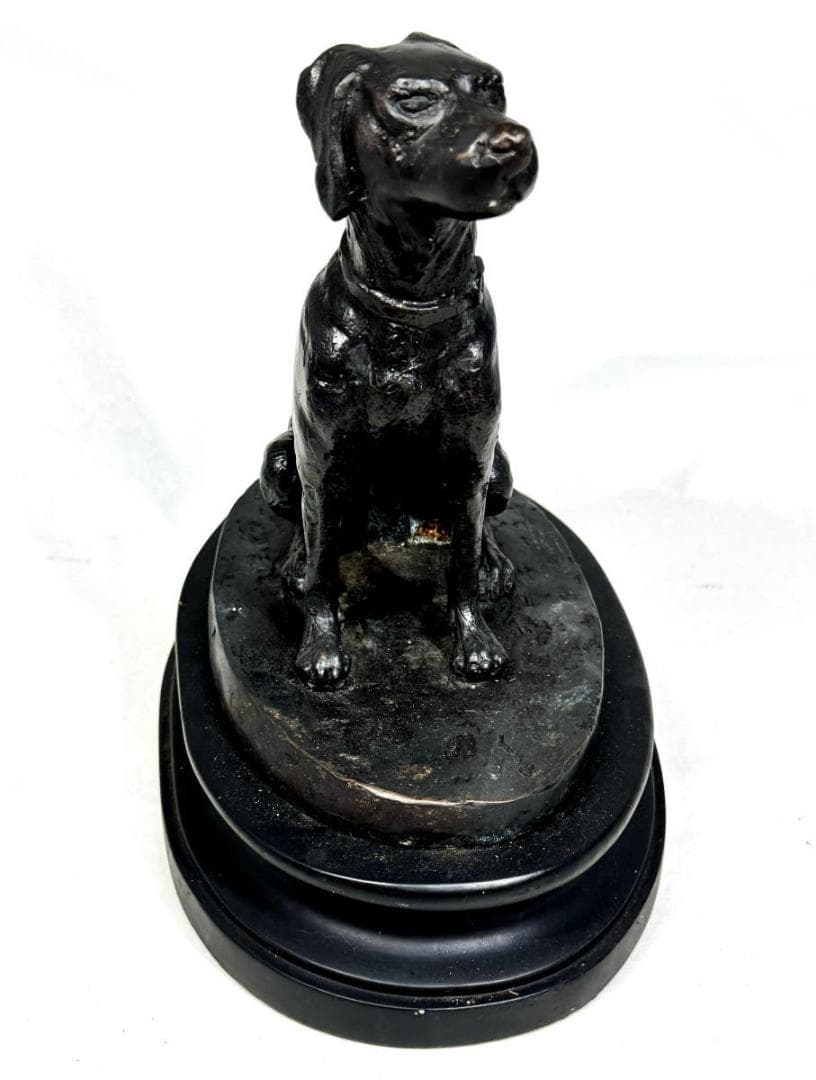 古銅 狩猟犬 ブロンズ像 銅像 座り像 約2780g 入手困難 WWST022