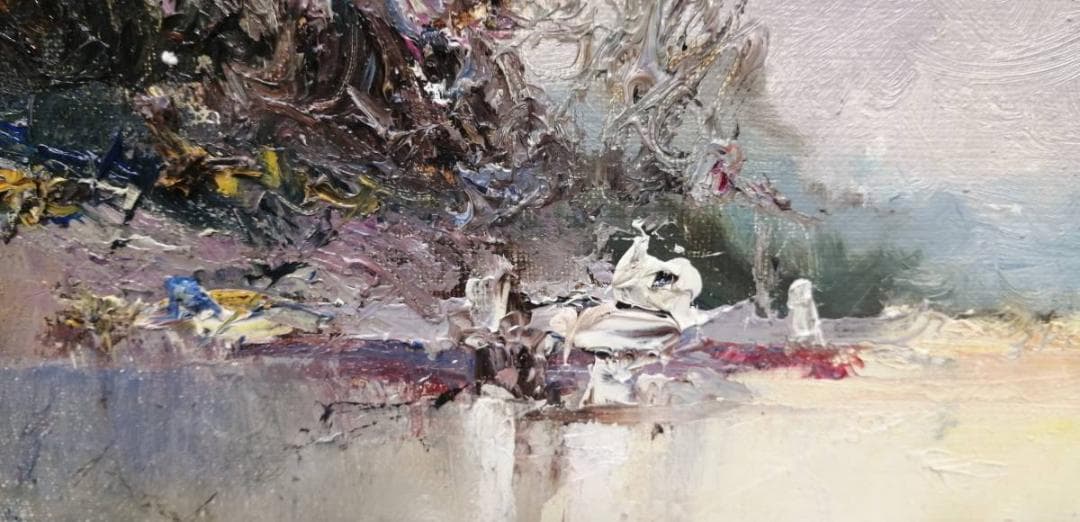 40%【真作】アンナ・オルシェウスカ 油彩 1988年 ポーランド 風景画 自然